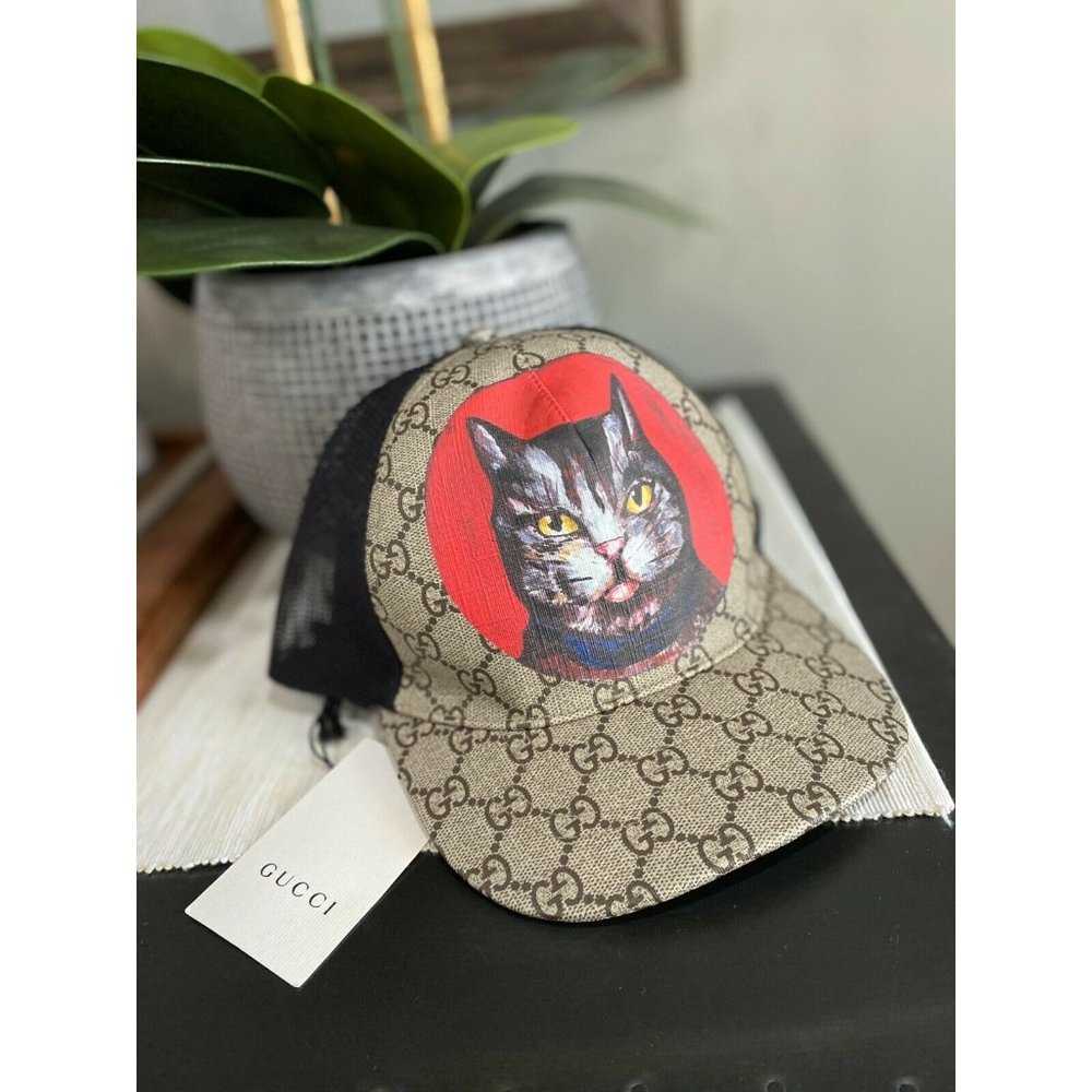 NEW Gucci GG Supreme Angry Cat Baseball Cap Hat - Picture 4 of 12